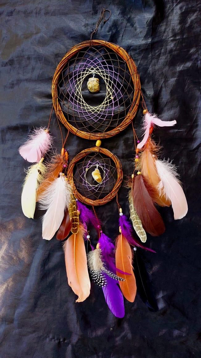 Dream Catchers, Large Dream Catchers for Wall Hanging, Purple Brown Feather Dream Catchers for Bedroom Adult Kids Girls Boys Wall Art