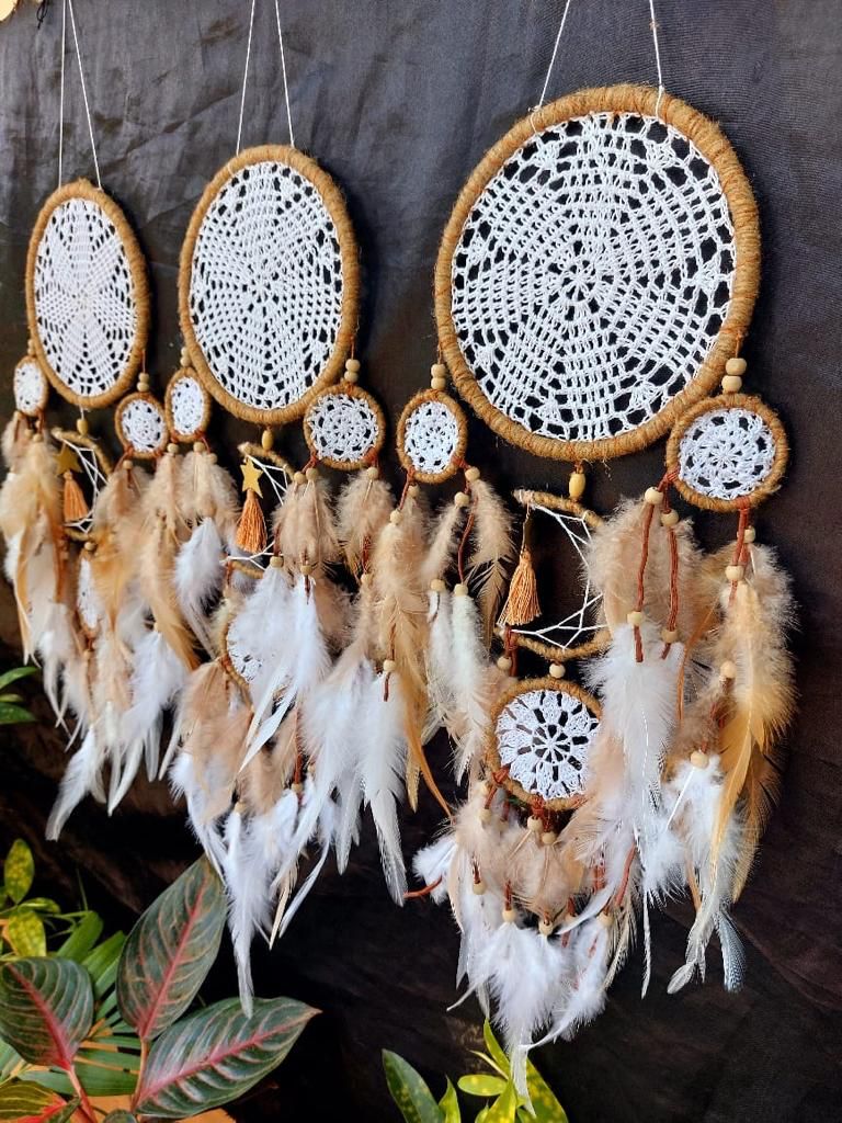 Dreamcatcher White Brown Dream Catcher NEW Hand Crafted Gift Bedroom Decoration