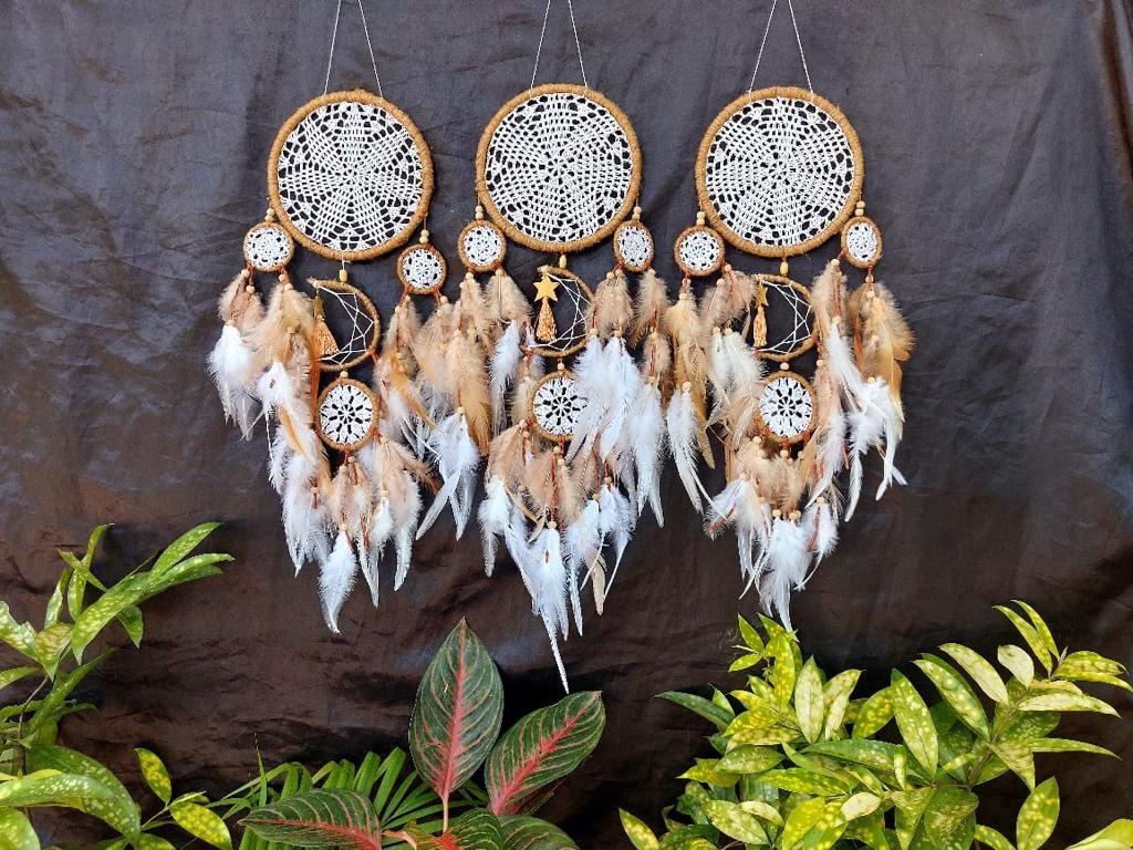 Dreamcatcher White Brown Dream Catcher NEW Hand Crafted Gift Bedroom Decoration