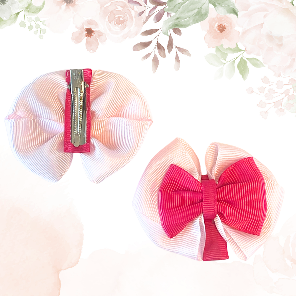 BABY BOWS BOUTIQUE HAIR CLIP ALLIGATOR CLIPS GIRL PARTY BOW UK 3 INCH 2SET