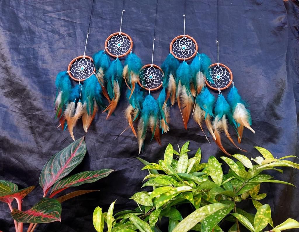 Dreamcatcher Blue Brown Dream Catcher NEW Hand Crafted Gift Bedroom Decoration