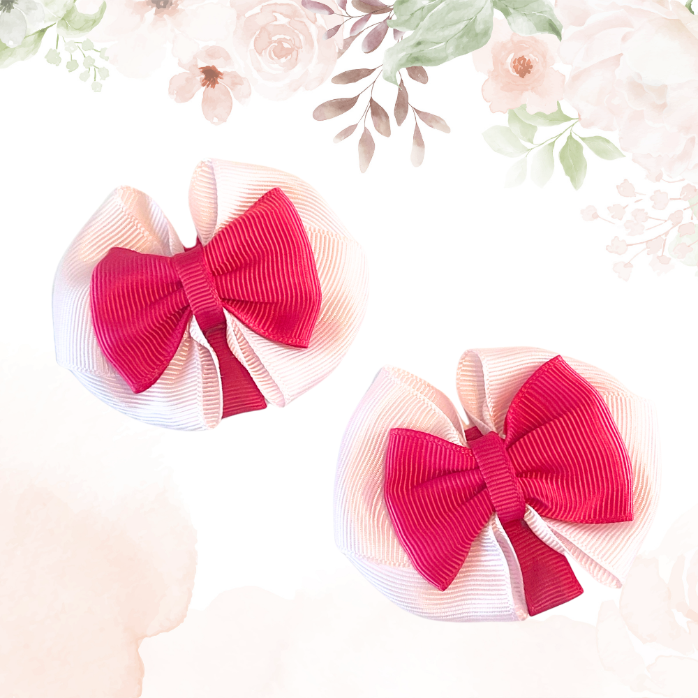 BABY BOWS BOUTIQUE HAIR CLIP ALLIGATOR CLIPS GIRL PARTY BOW UK 3 INCH 2SET