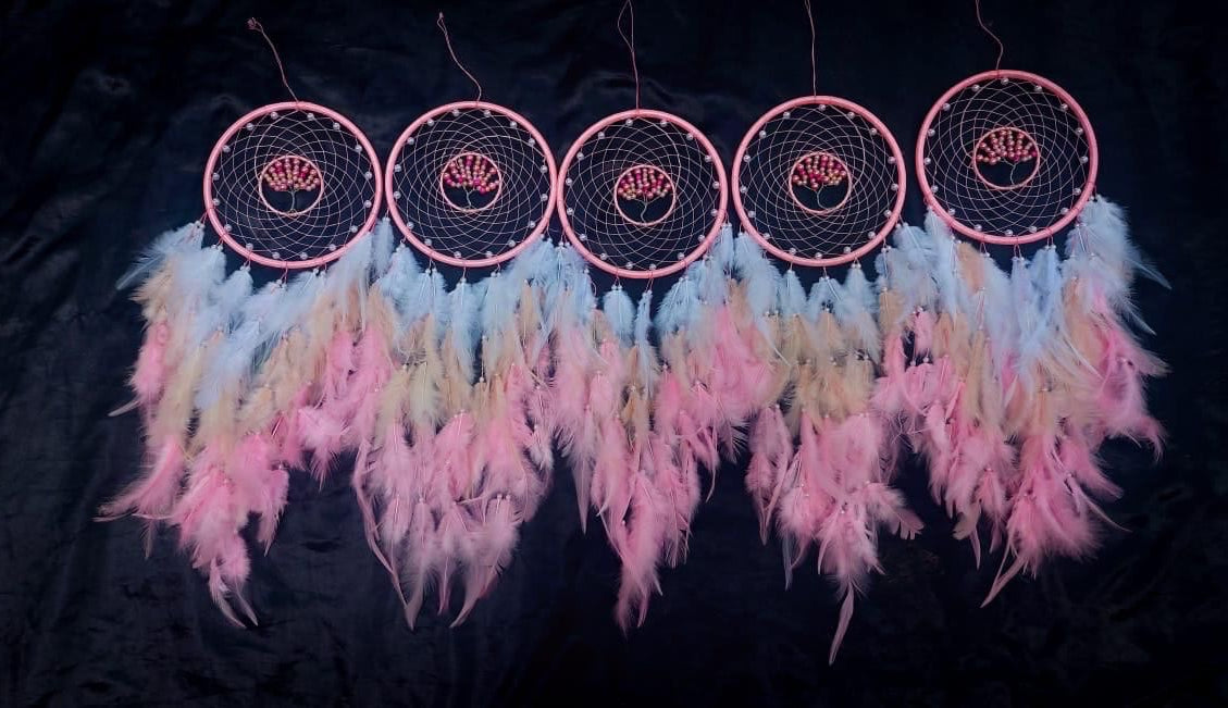 Dream Catchers, Large Dream Catchers for Wall Hanging, Pink & White Feather Dream Catchers for Bedroom Adult Kids Girls Boys Wall Art