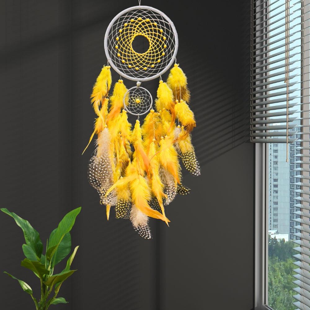 Dreamcatcher Yellow Dream Catcher NEW Hand Crafted Gift Bedroom Decoration