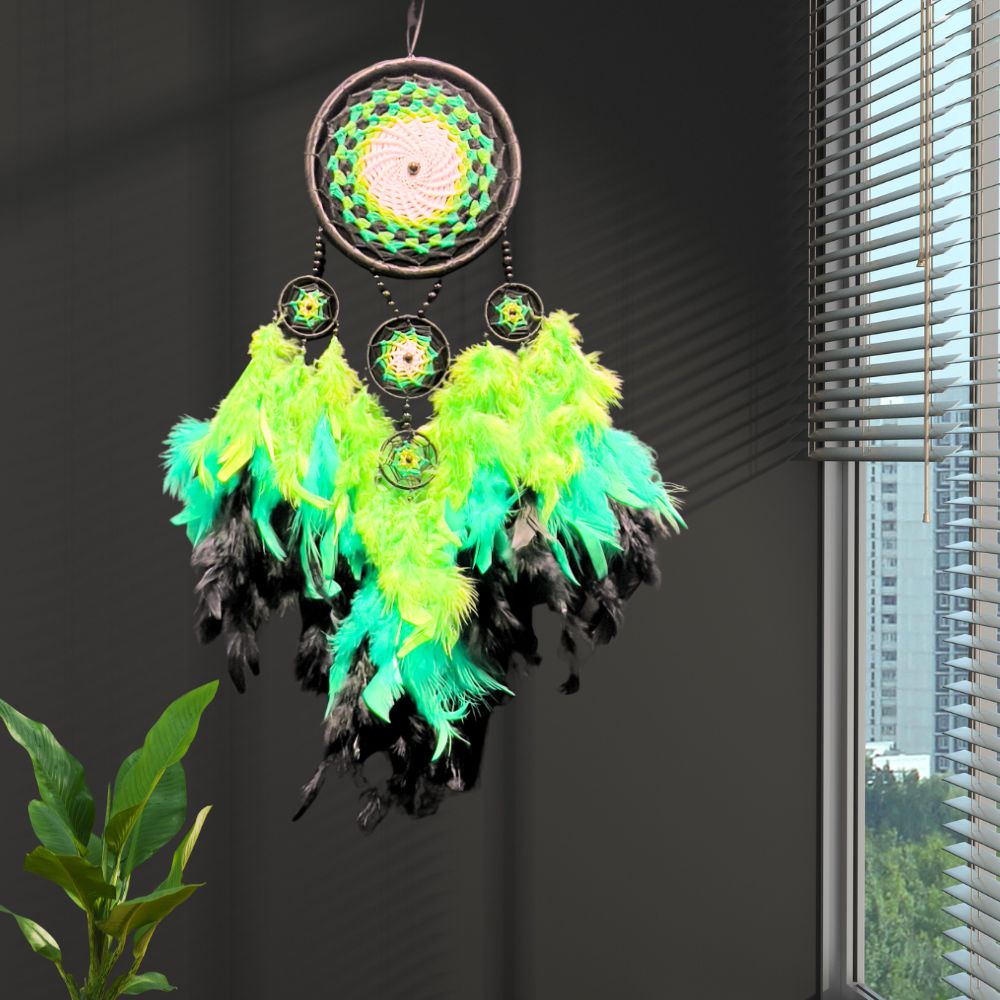 Dreamcatcher Yellow Green Dream Catcher NEW Hand Crafted Gift Bedroom Decoration