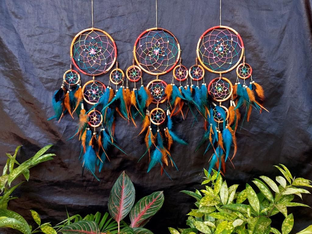 Dreamcatcher Blue Orange Dream Catcher NEW Hand Crafted Gift Bedroom Decoration