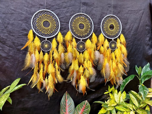 Dreamcatcher Yellow Dream Catcher NEW Hand Crafted Gift Bedroom Decoration