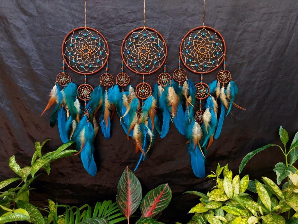 Dreamcatcher Blue Brown Dream Catcher NEW Hand Crafted Gift Bedroom Decoration