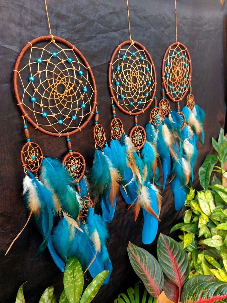 Dreamcatcher Blue Brown Dream Catcher NEW Hand Crafted Gift Bedroom Decoration